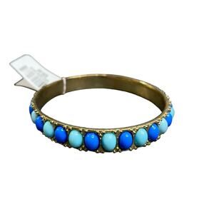 Charter Club Gold Tone Faux Turquoise  & Lapis Beaded Bangle Bracelet NWT